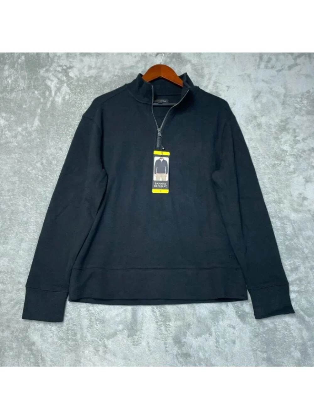 Banana Republic Men's S Black Half-Zip Pullover Sweatshirt Cotton Blend d1797